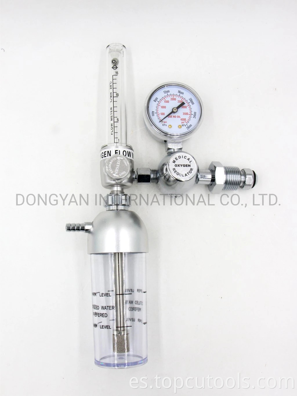 Medidor de flujo de oxígeno con botella de humidificador